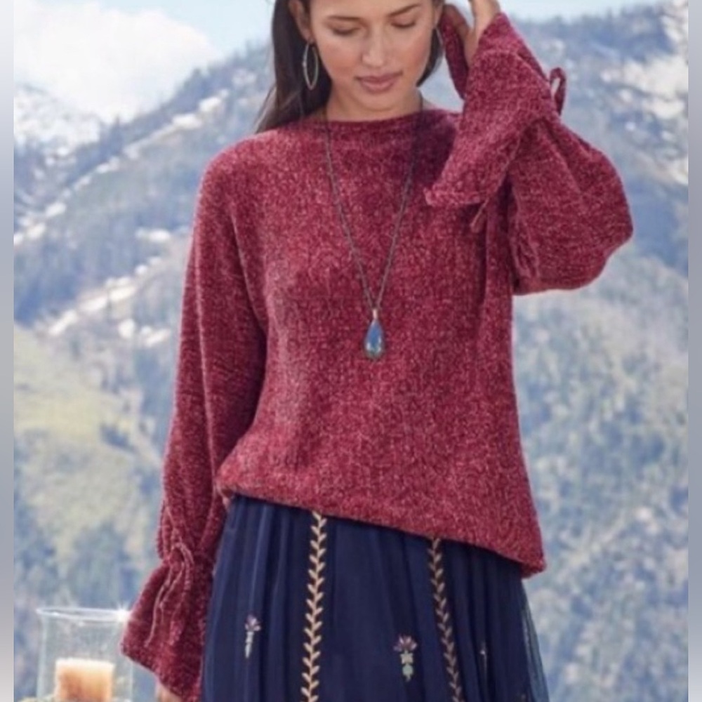 Sundance Samantha Pullover Chenille Sweater Womens Dark Pink-Red Size XL